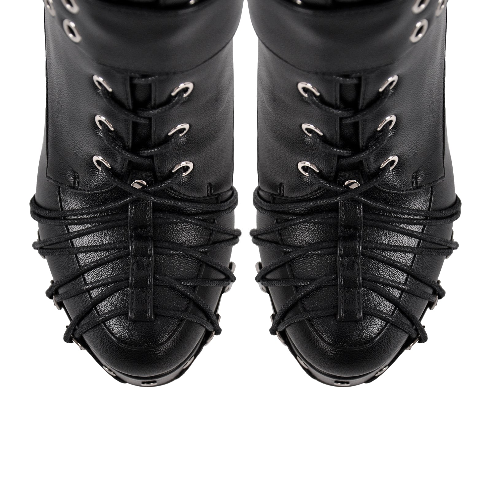 Buckle Lace-up Platform Knee High Boots - Onlymaker