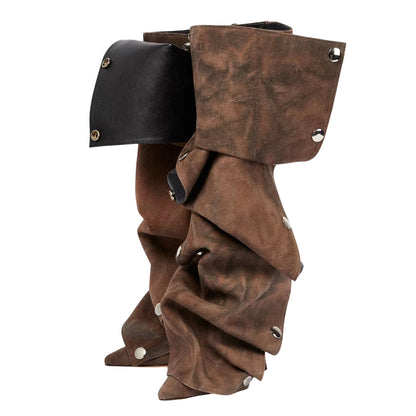 Pointed Toe Buckle Stiletto Removable Boots - Onlymaker
