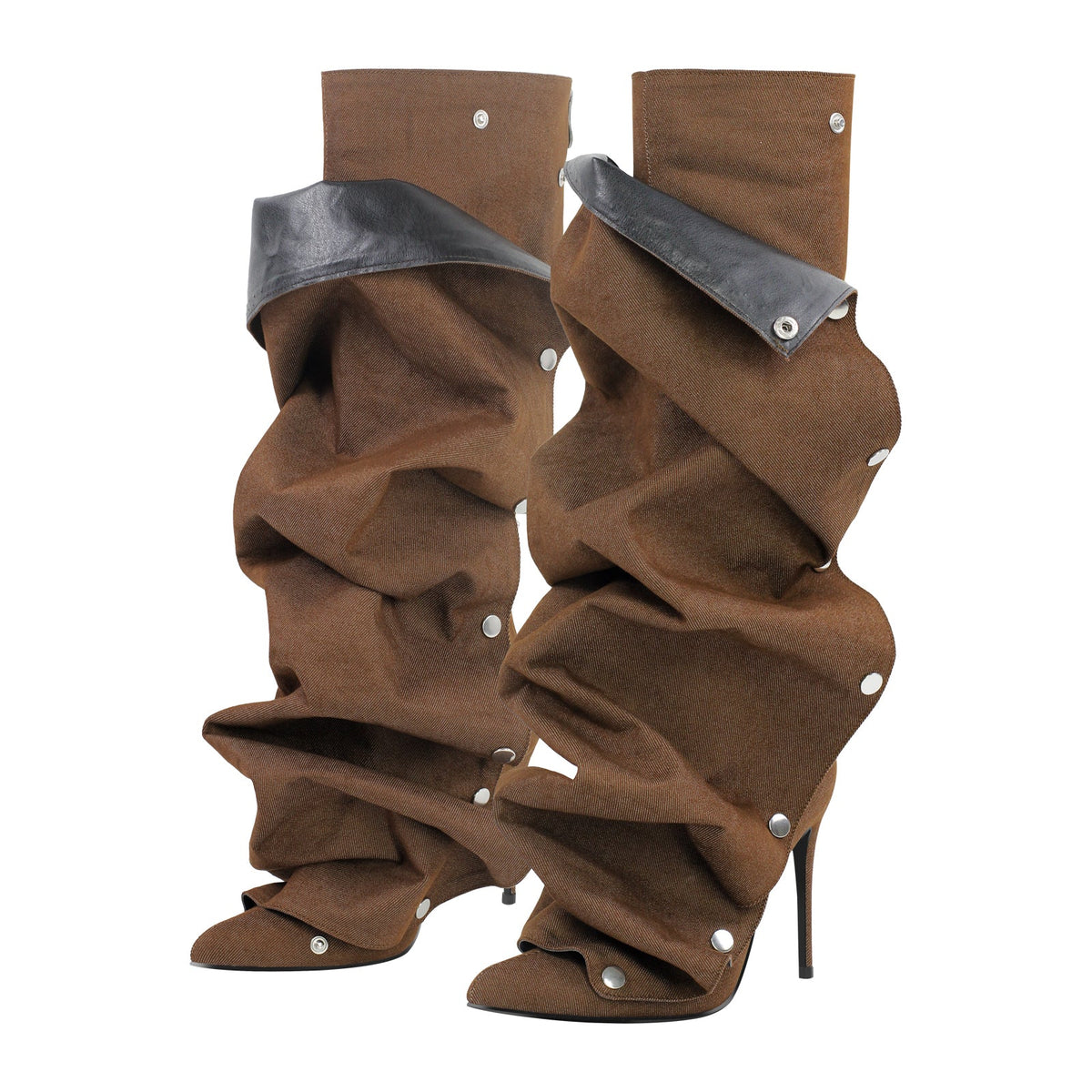 Pointed Toe Buckle Stiletto Removable Boots - Onlymaker