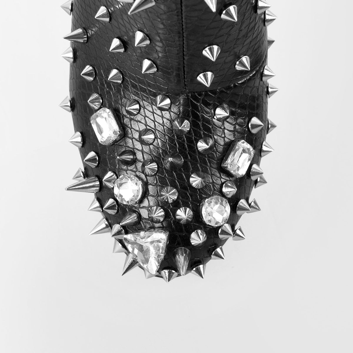Black Rhinestone Rivet Studded Platform Ankle Boots - Onlymaker