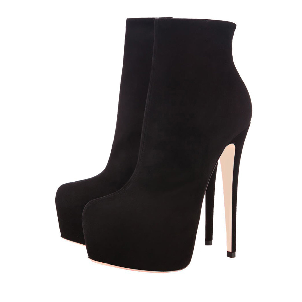 Round Toe Side Zipper Slim Ankle Boots - Onlymaker