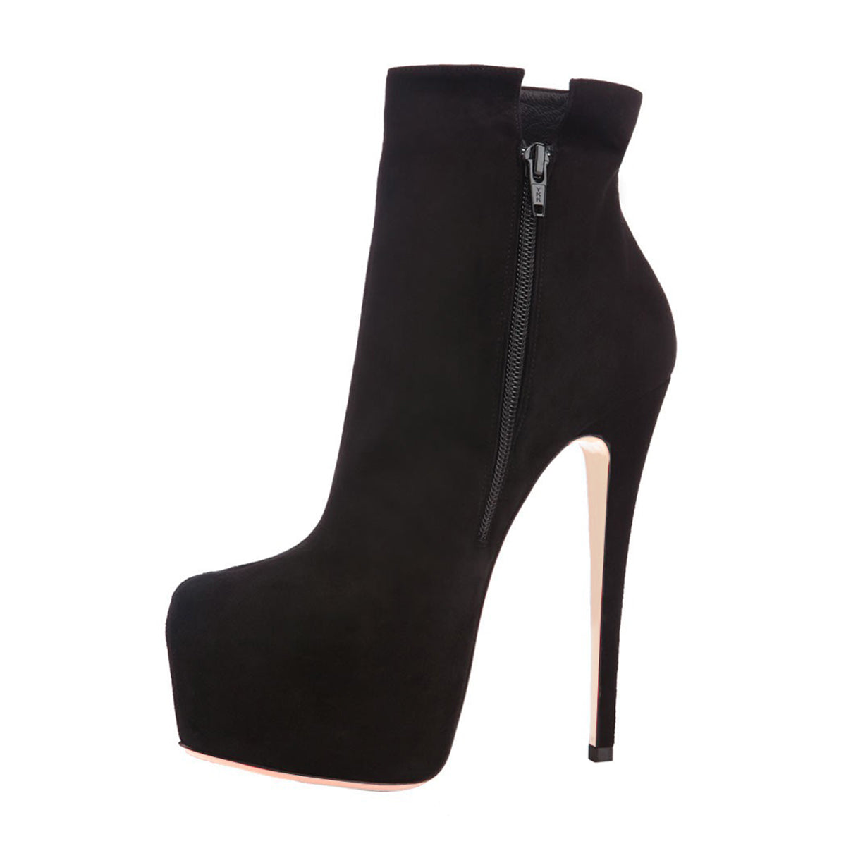Round Toe Side Zipper Slim Ankle Boots - Onlymaker