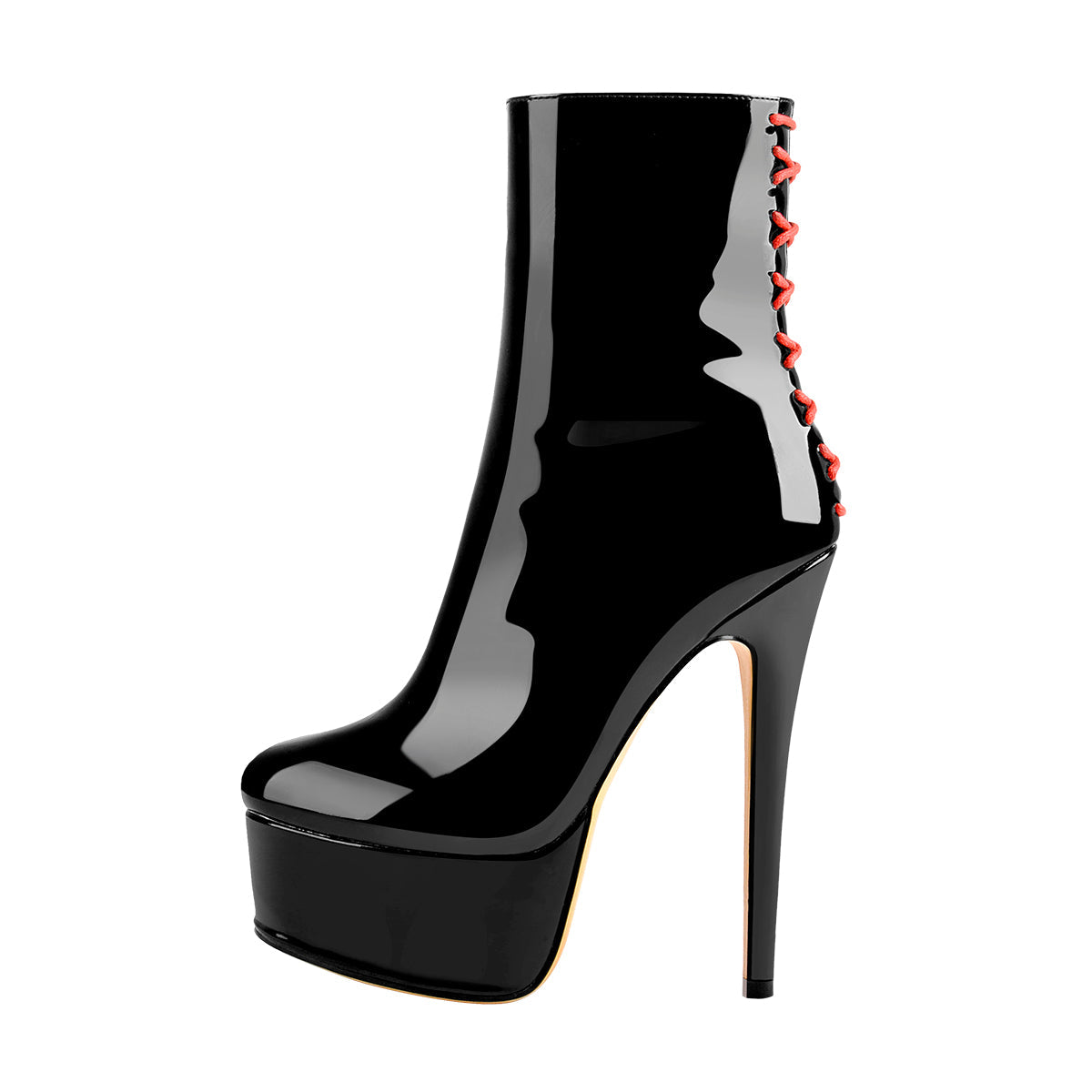 Platform Stiletto High Heel Patent leather Ankle Boots - Onlymaker