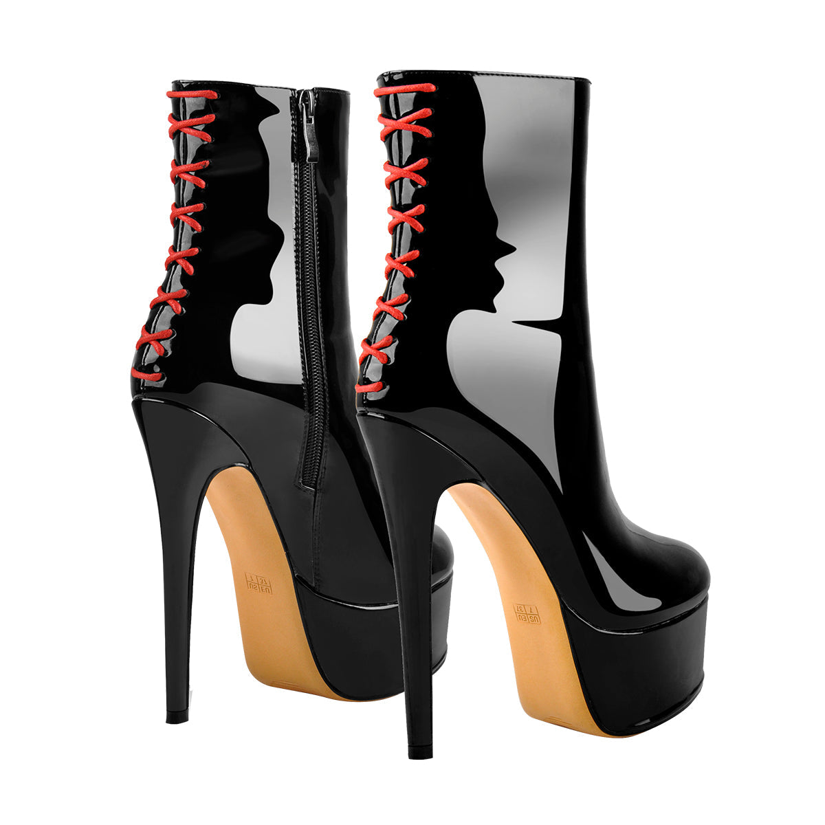 Platform Stiletto High Heel Patent leather Ankle Boots - Onlymaker