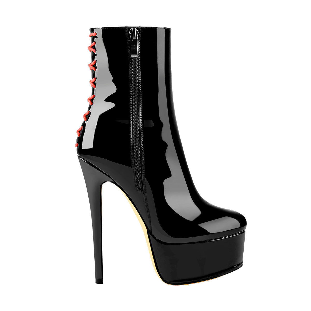 Platform Stiletto High Heel Patent leather Ankle Boots - Onlymaker