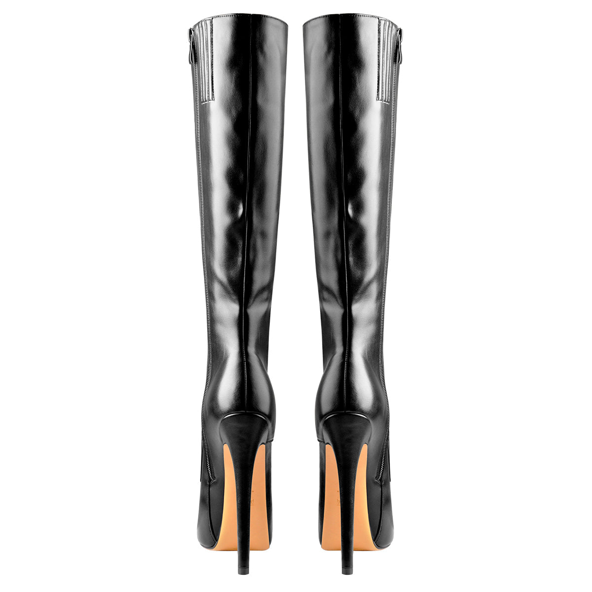 Black Platform Lace-Up Knee High Stiletto Boots - Onlymaker