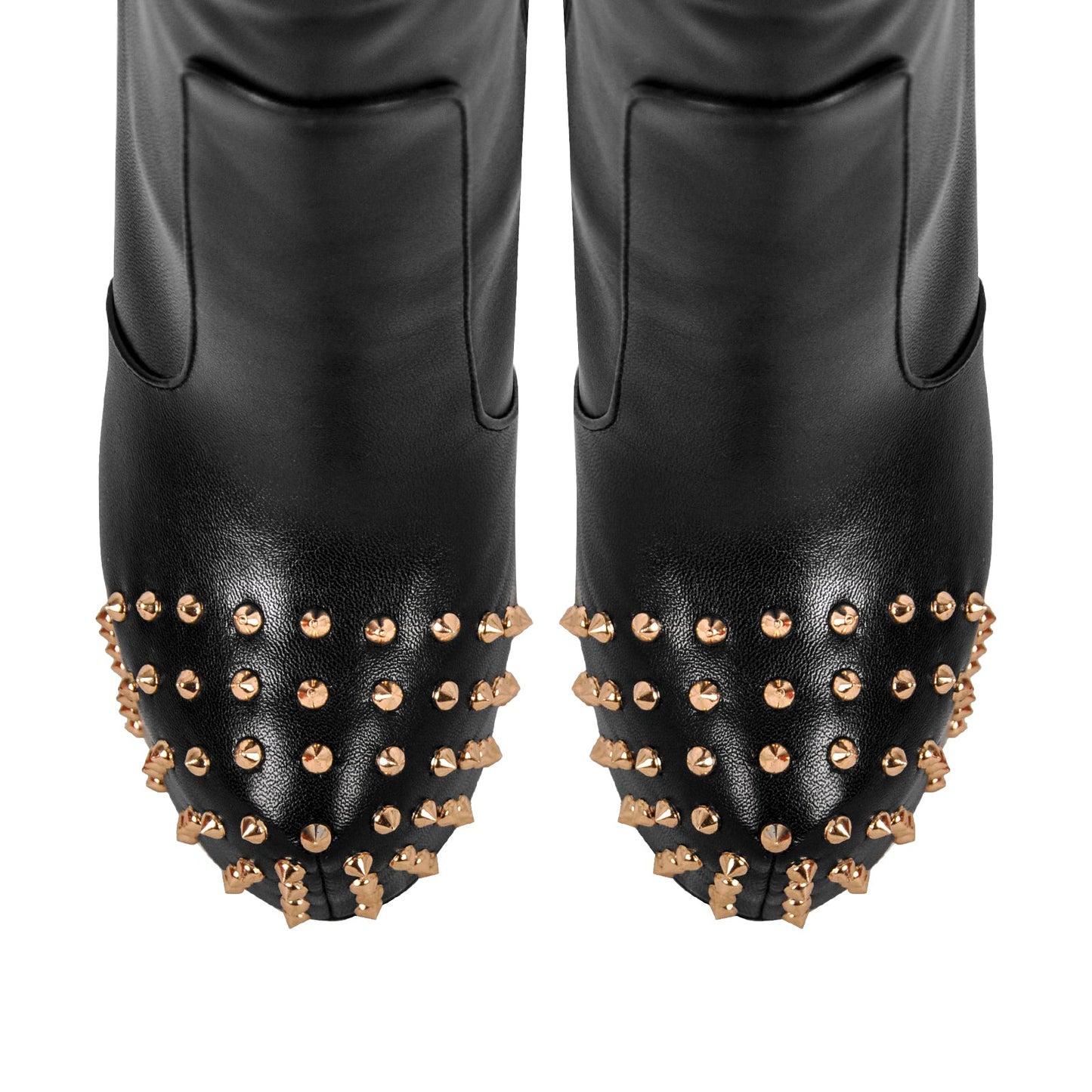 Round Toe Stiletto Rivet Over The Knee Boots - Onlymaker