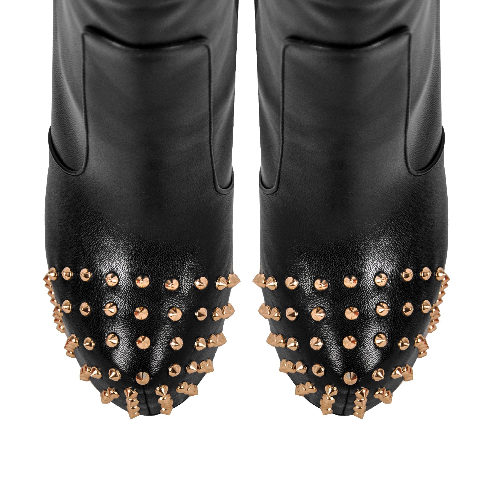 Round Toe Stiletto Rivet Over The Knee Boots - Onlymaker