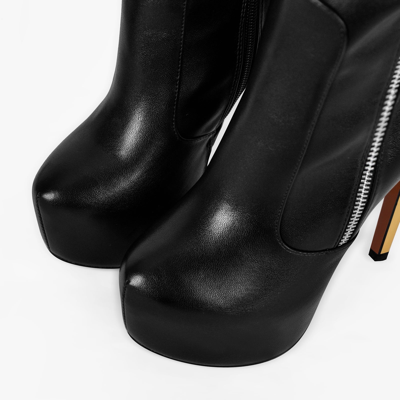 Black Side Zipper Stiletto Over The Knee Boots - Onlymaker