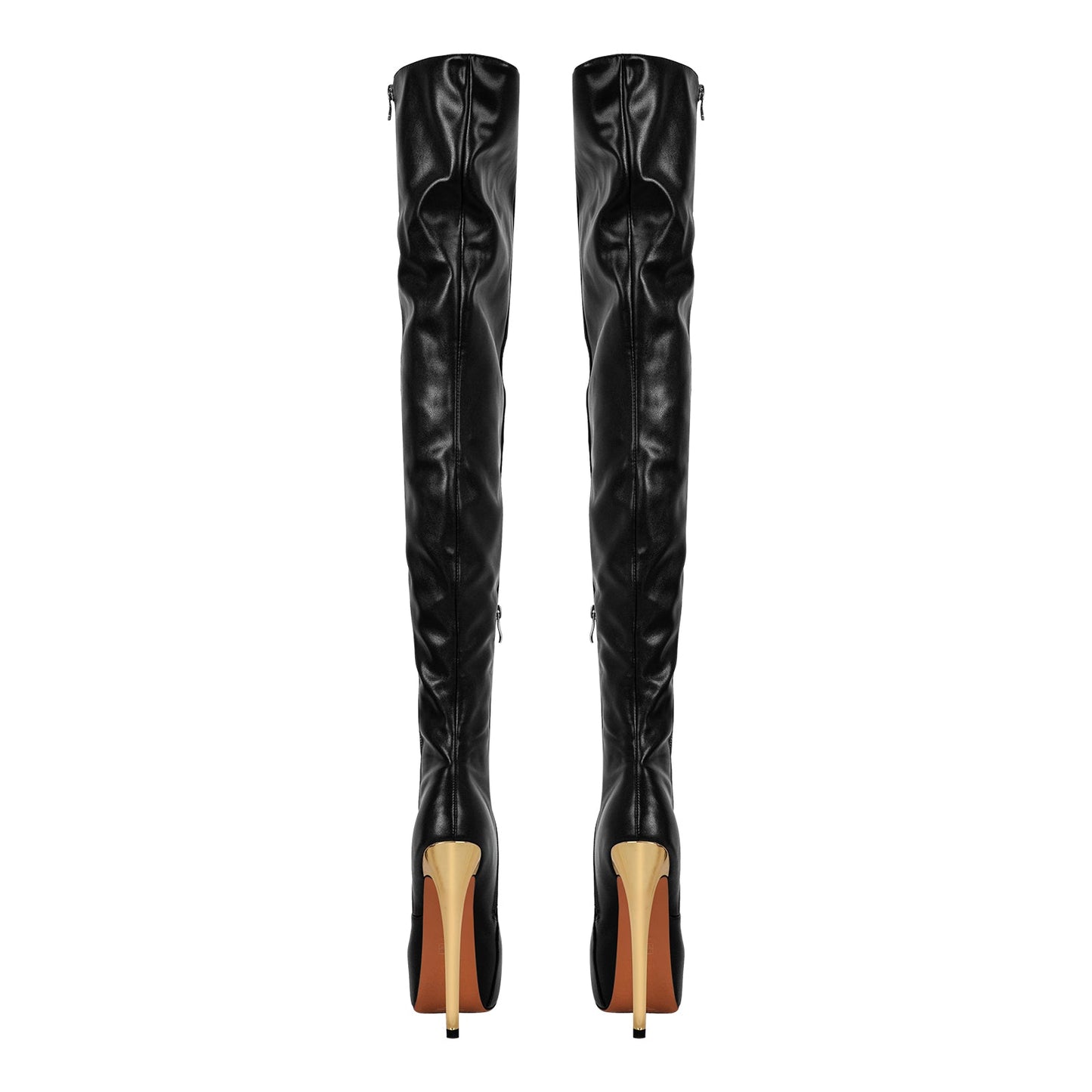 Black Side Zipper Stiletto Over The Knee Boots - Onlymaker