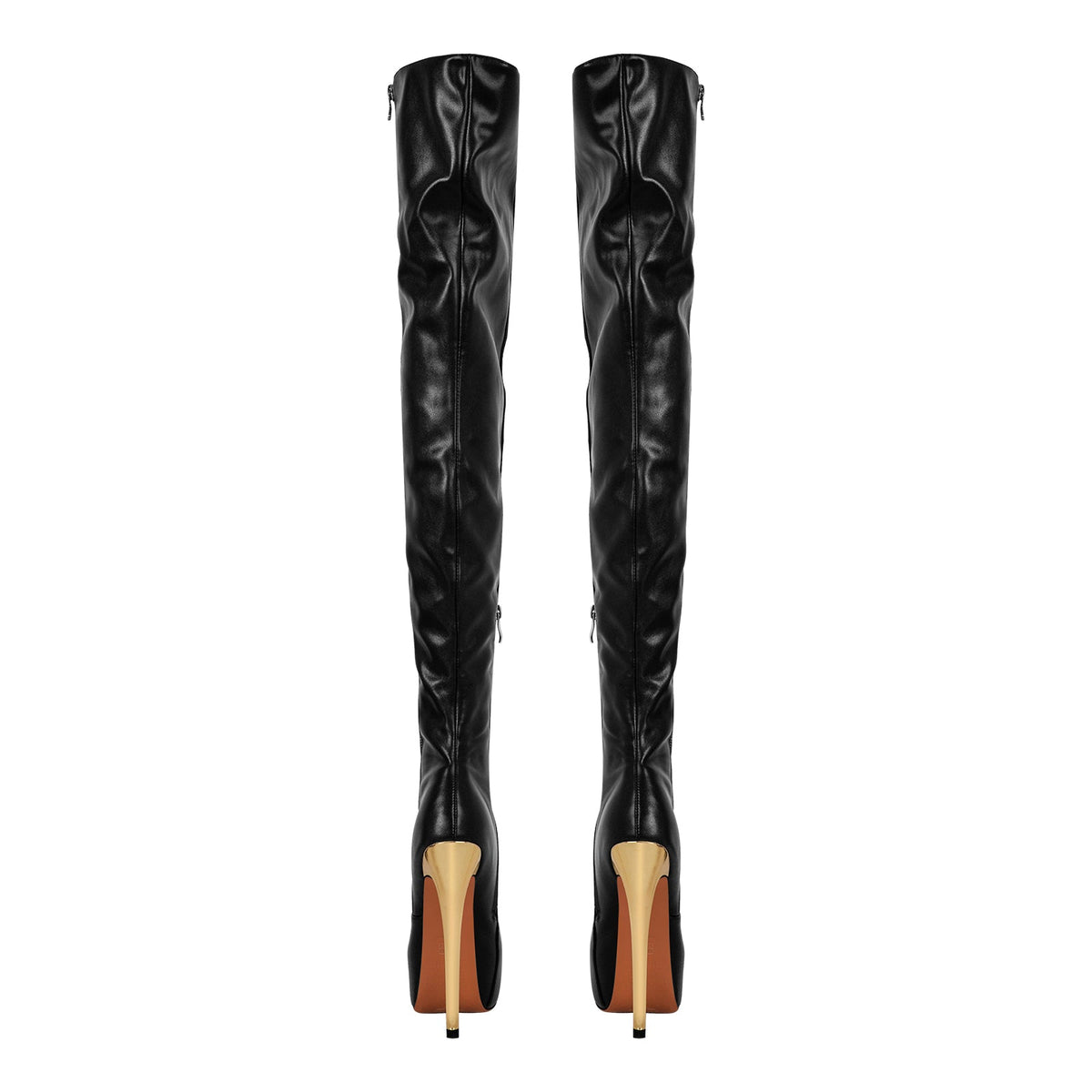Black Side Zipper Stiletto Over The Knee Boots - Onlymaker