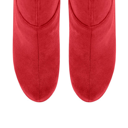 Round Toe Stiletto Platform Over The Knee Boots - Onlymaker