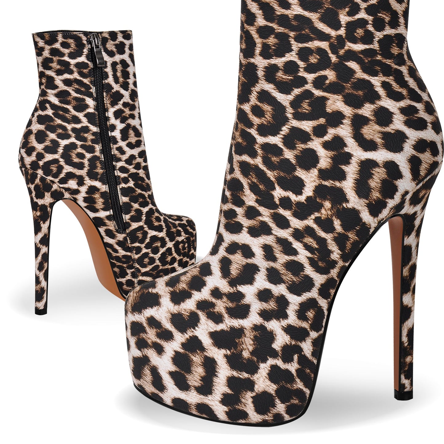 Leopard Platform Stiletto Ankle Boots - Onlymaker