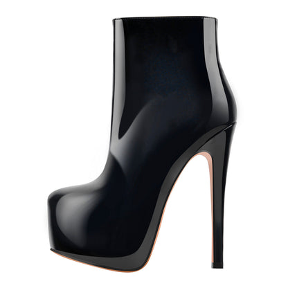 Platform Side Zipper Stiletto Ankle Boots - Onlymaker