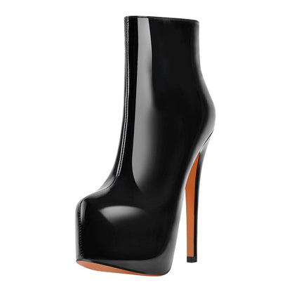 Platform Side Zipper Stiletto Ankle Boots - Onlymaker