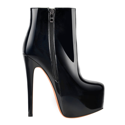 Platform Side Zipper Stiletto Ankle Boots - Onlymaker