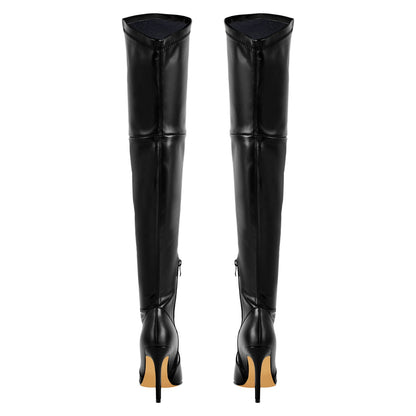 Pointed Toe Over The Knee Stiletto Stretch Boots - Onlymaker