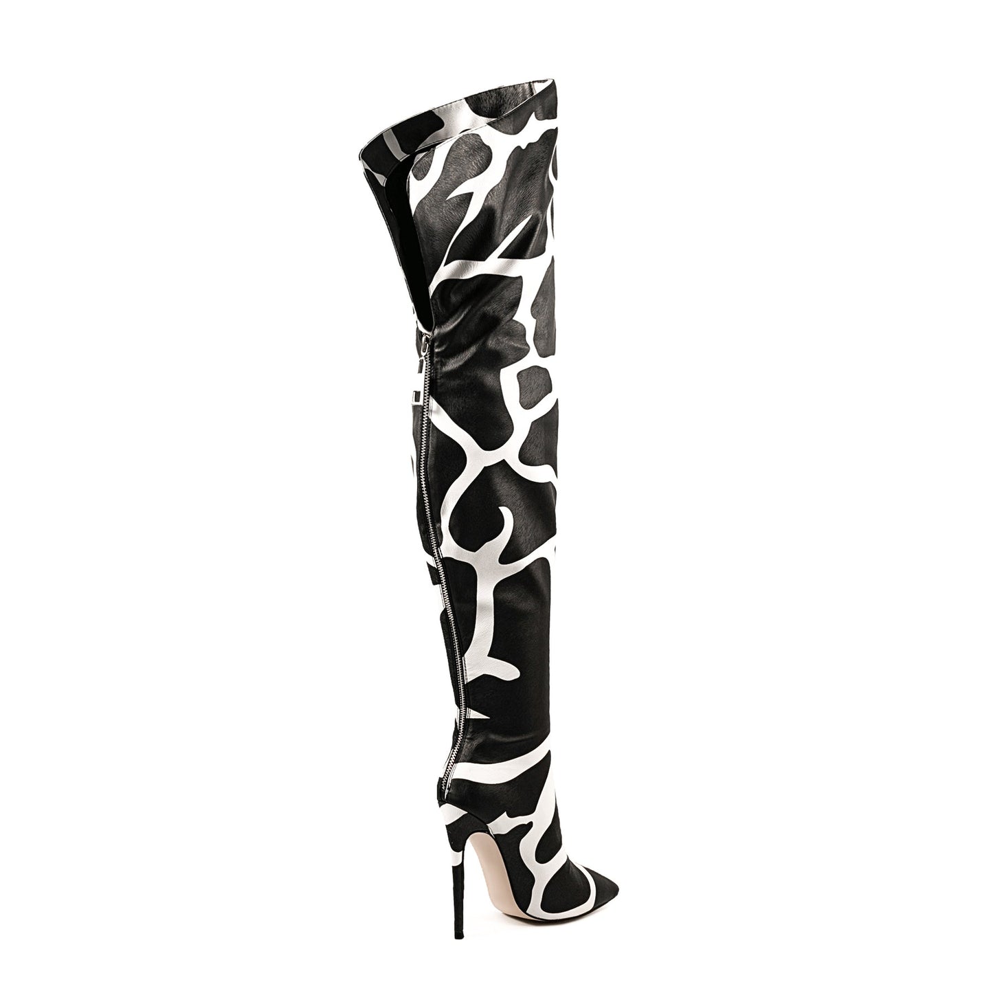 Cow Print Over The Knee Stiletto Boots - Onlymaker