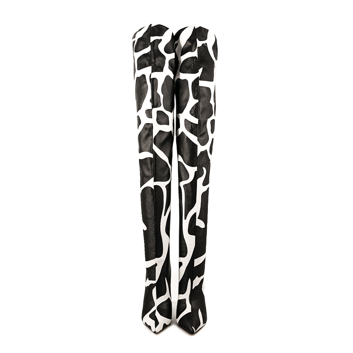 Cow Print Over The Knee Stiletto Boots - Onlymaker