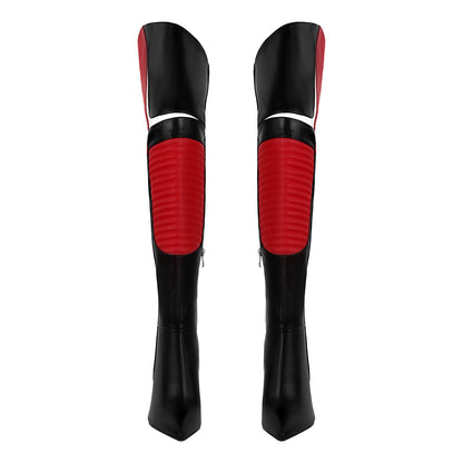 Pointed Toe Color-coordinated Stiletto Over the Knee Boots - Onlymaker