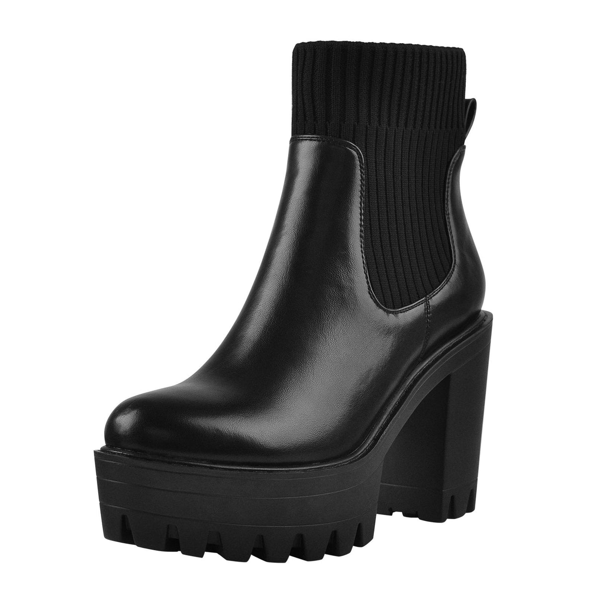 Round Toe Platform Chelsea Boots - Onlymaker
