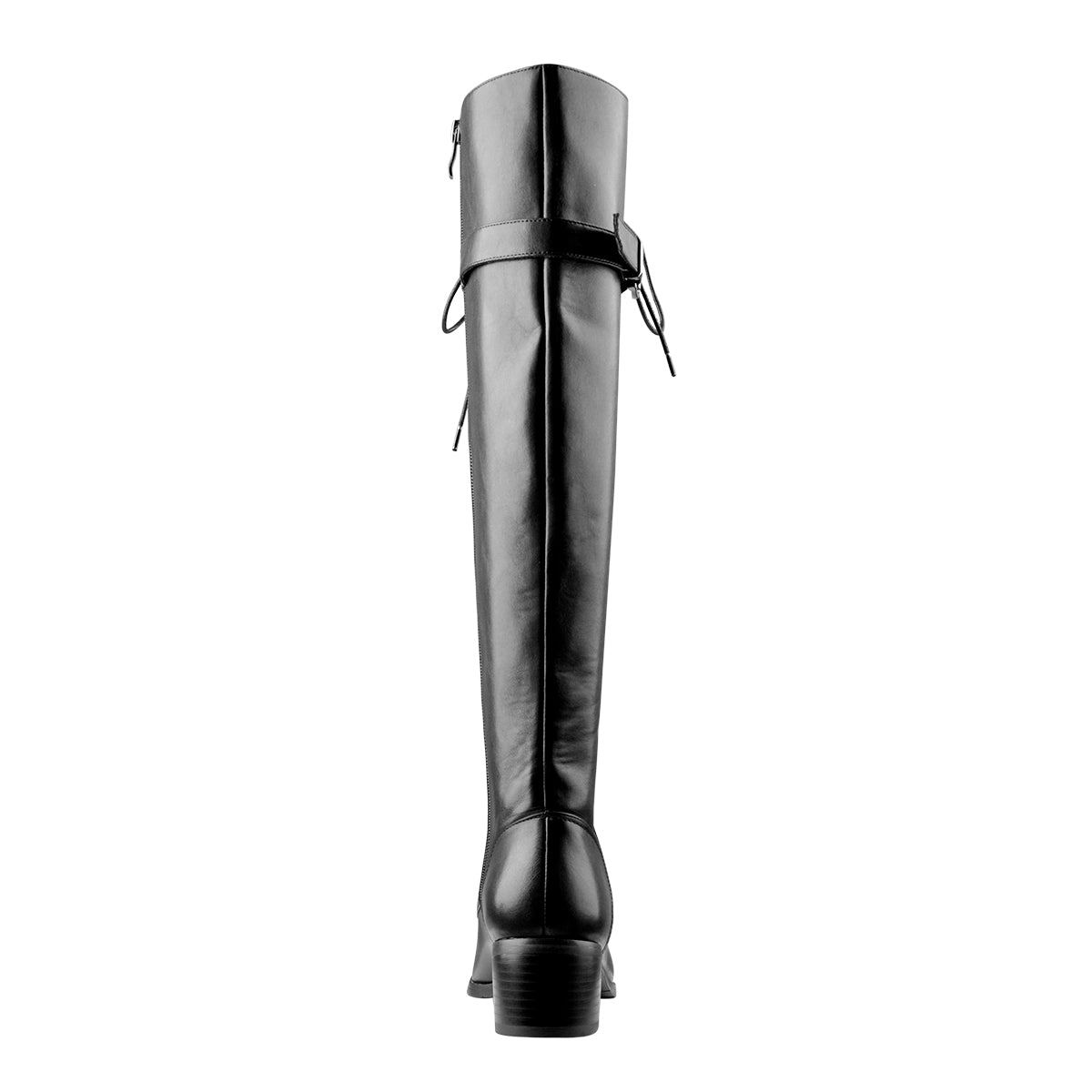 Round Toe Lace Up Sturdy Heel Side Zipper Knee High Boots - Onlymaker