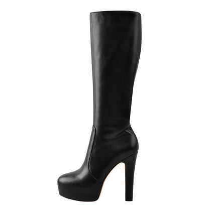 Platform High Heel Zipper Knee High Boots - Onlymaker