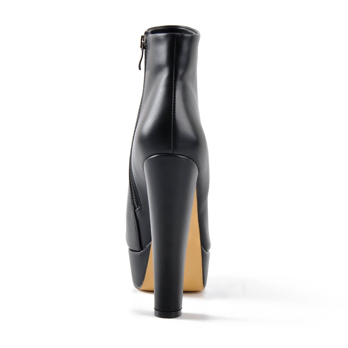 Black Platform Round Toe Chunky Heel Ankle Boots - Onlymaker