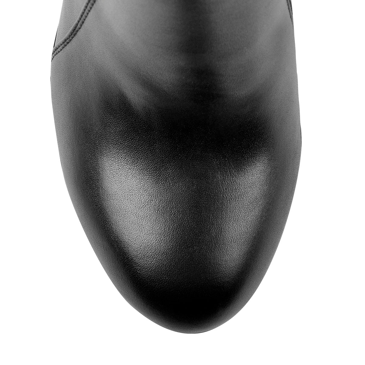 Round Toe Black Matte Leather Platform Chunky High Heel Ankle Boots - Onlymaker