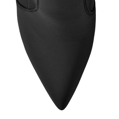 Pointed Toe Minimalistic Stretch Block High Heels Ankle Booties - Onlymaker