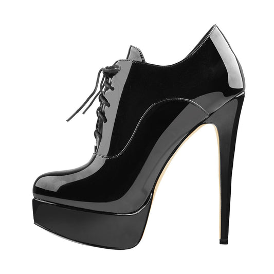 Platform High Heels Black Ankle Boots - Onlymaker