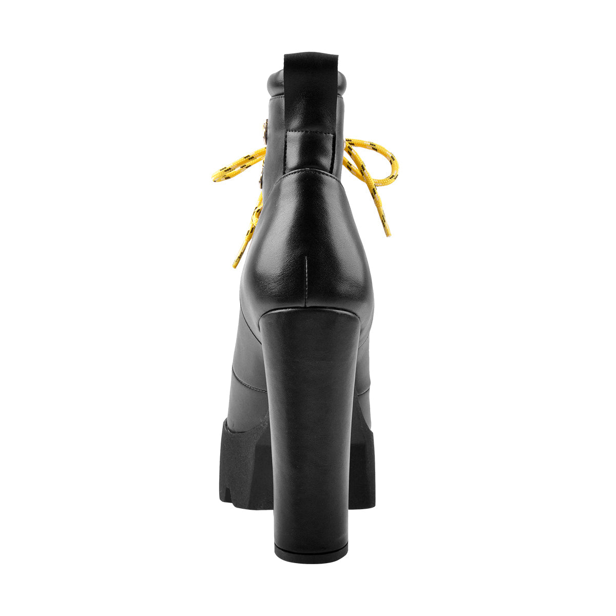 Yellow Strappy Round Toe Platform Chunky Heels Ankle Boots - Onlymaker