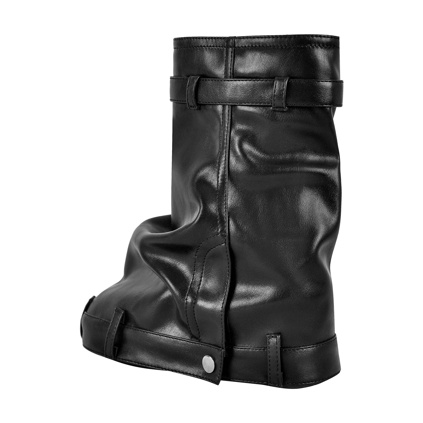 Round Toe Wedge Heel Fold Over Mid-calf Boots - Onlymaker