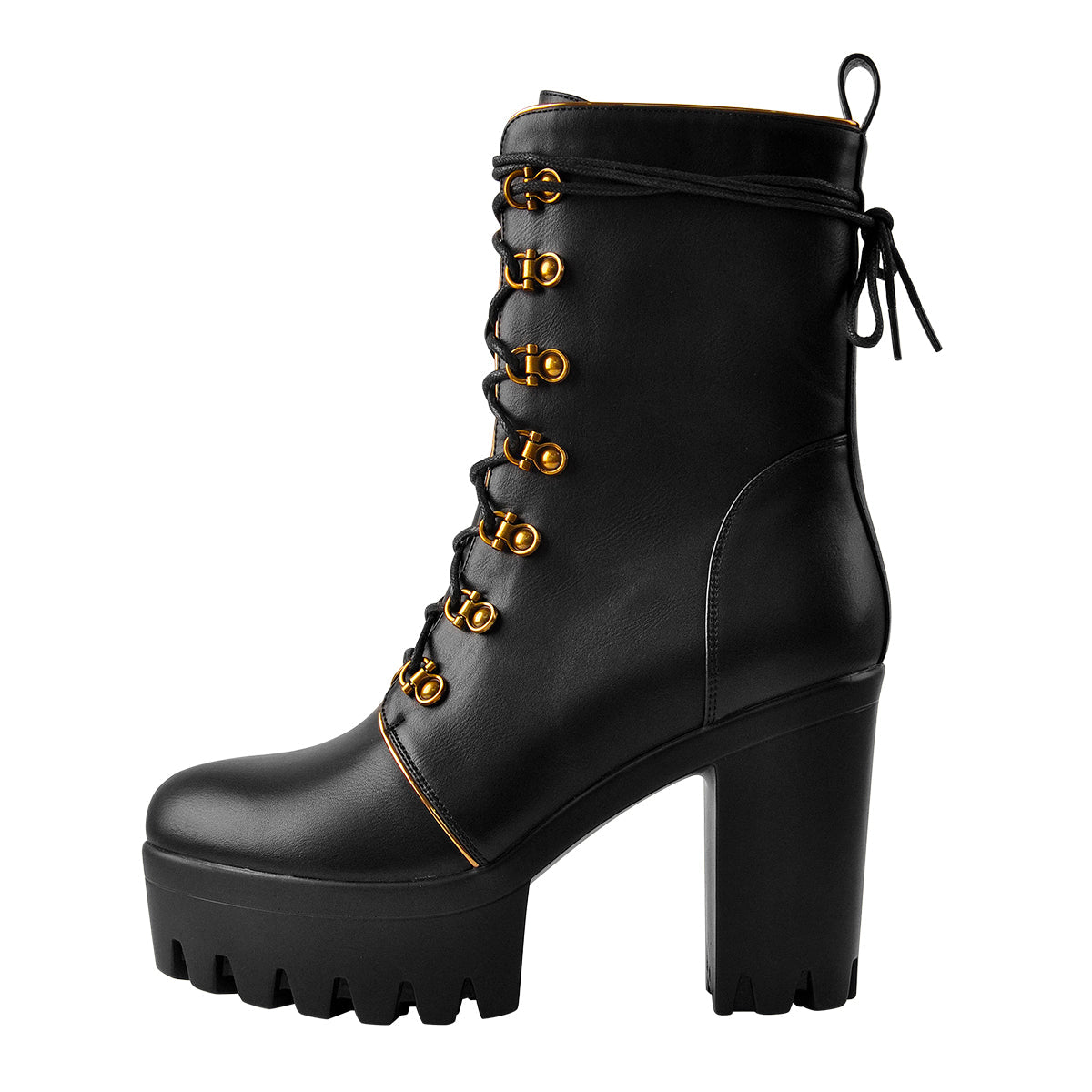 Black Platform Chunky High Heels Ankle Boots - Onlymaker