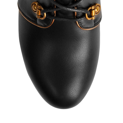 Black Platform Chunky High Heels Ankle Boots - Onlymaker
