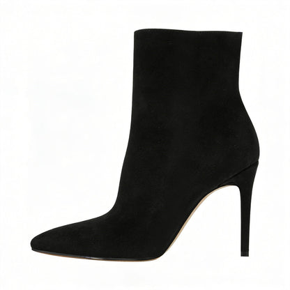 Suede Pointy Toe Stiletto High Heel Ankle Boots - Onlymaker