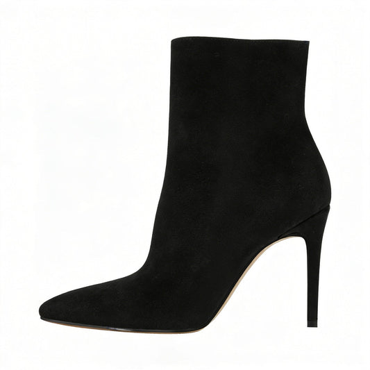 Suede Pointy Toe Stiletto High Heel Ankle Boots - Onlymaker