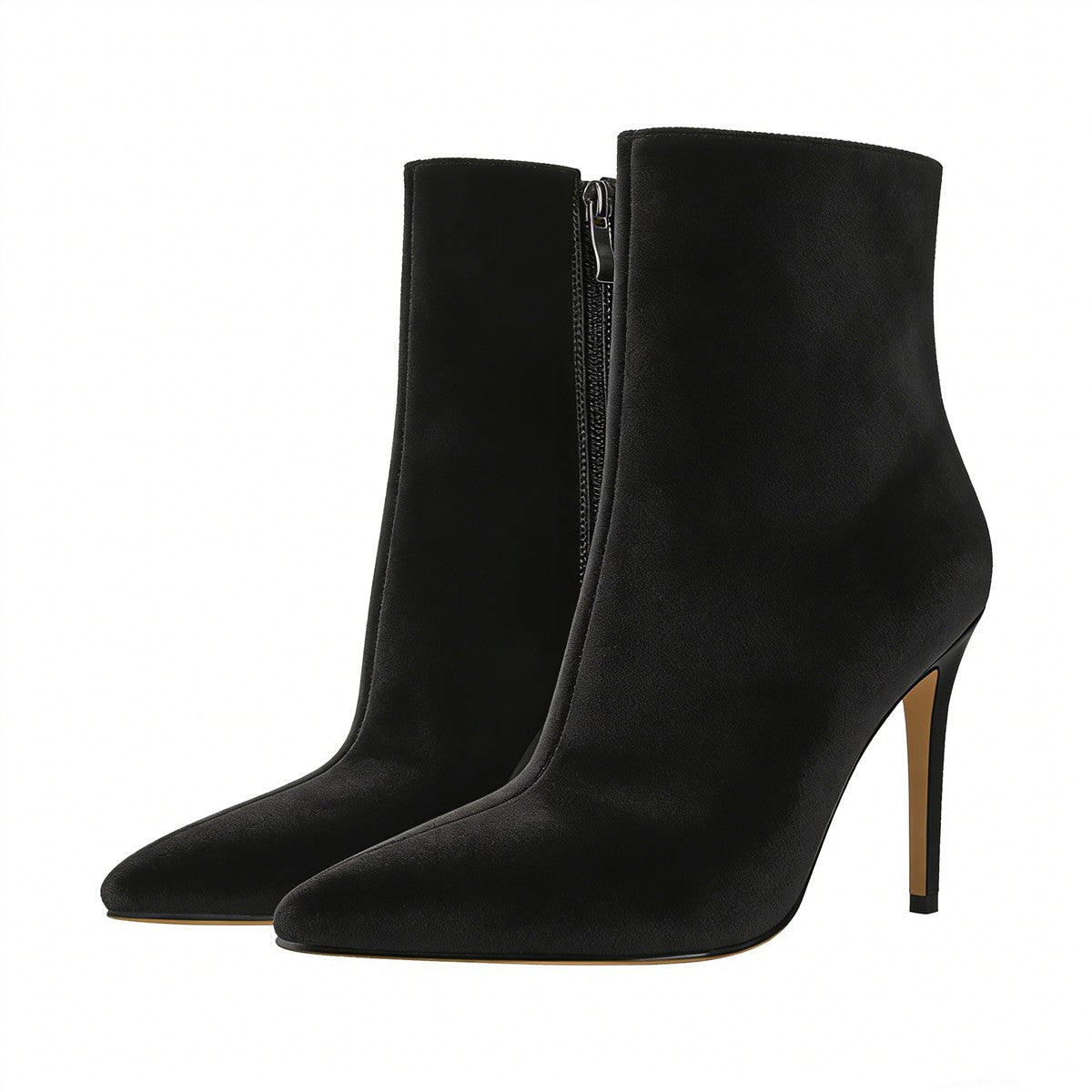 Suede Pointy Toe Stiletto High Heel Ankle Boots - Onlymaker