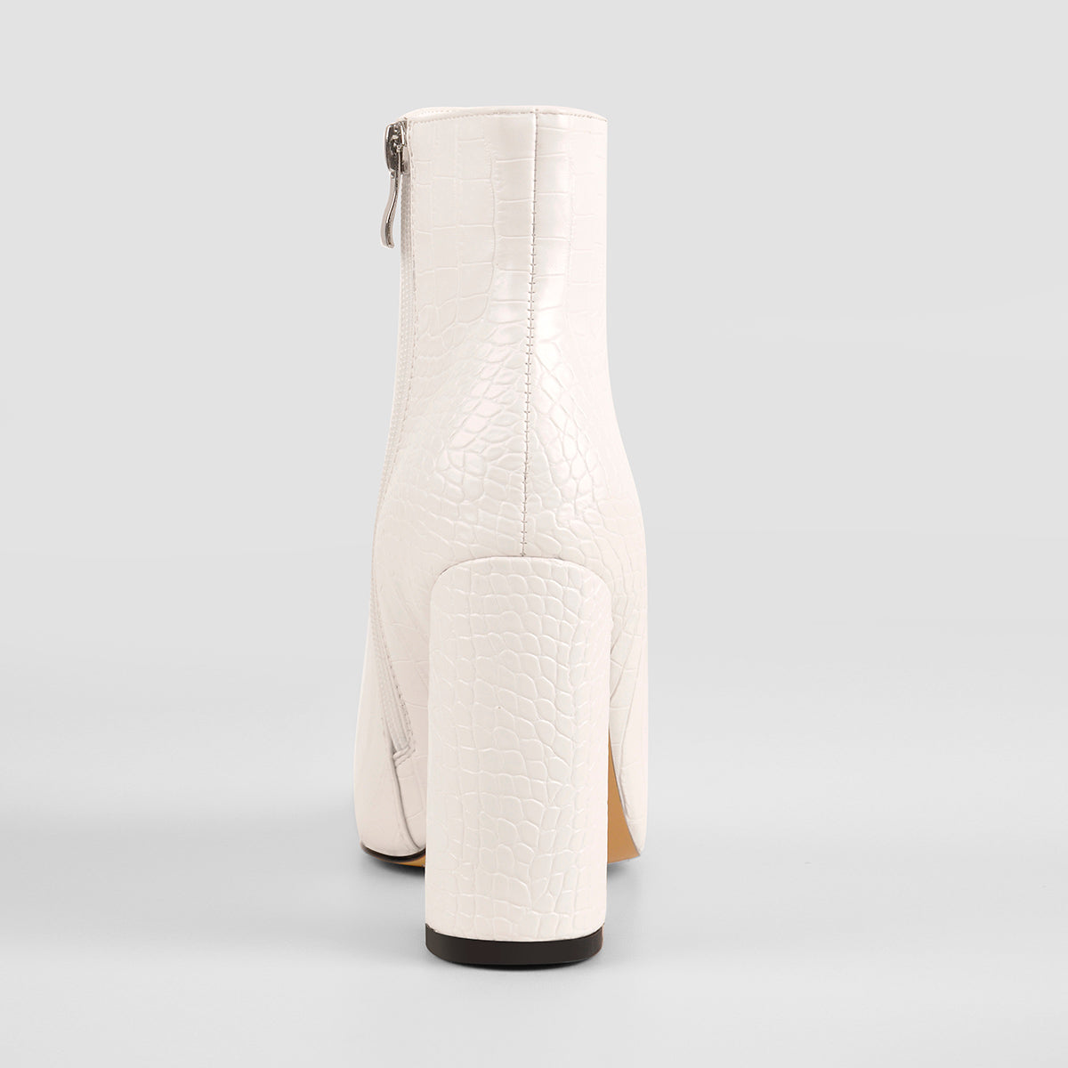 White Stone Pointed Toe Ankle Zipper Boots - Onlymaker