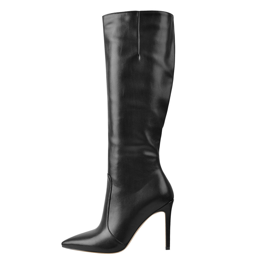 Pointed Toe Stiletto Zip Knee High Boots - Onlymaker