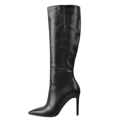Pointed Toe Stiletto Zip Knee High Boots - Onlymaker
