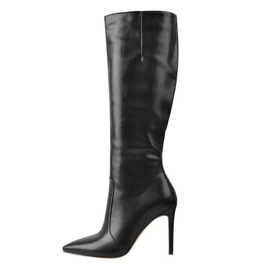 Pointed Toe Stiletto Zip Knee High Boots - Onlymaker