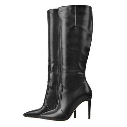 Pointed Toe Stiletto Zip Knee High Boots - Onlymaker