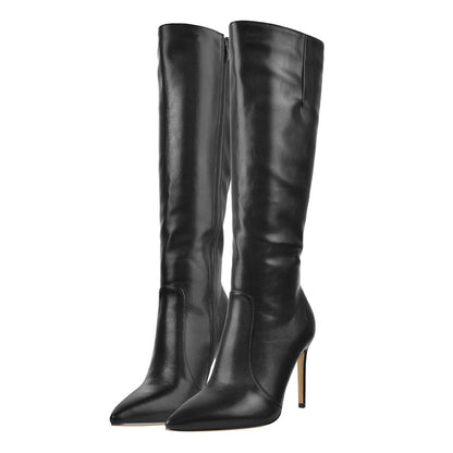 Pointed Toe Stiletto Zip Knee High Boots - Onlymaker
