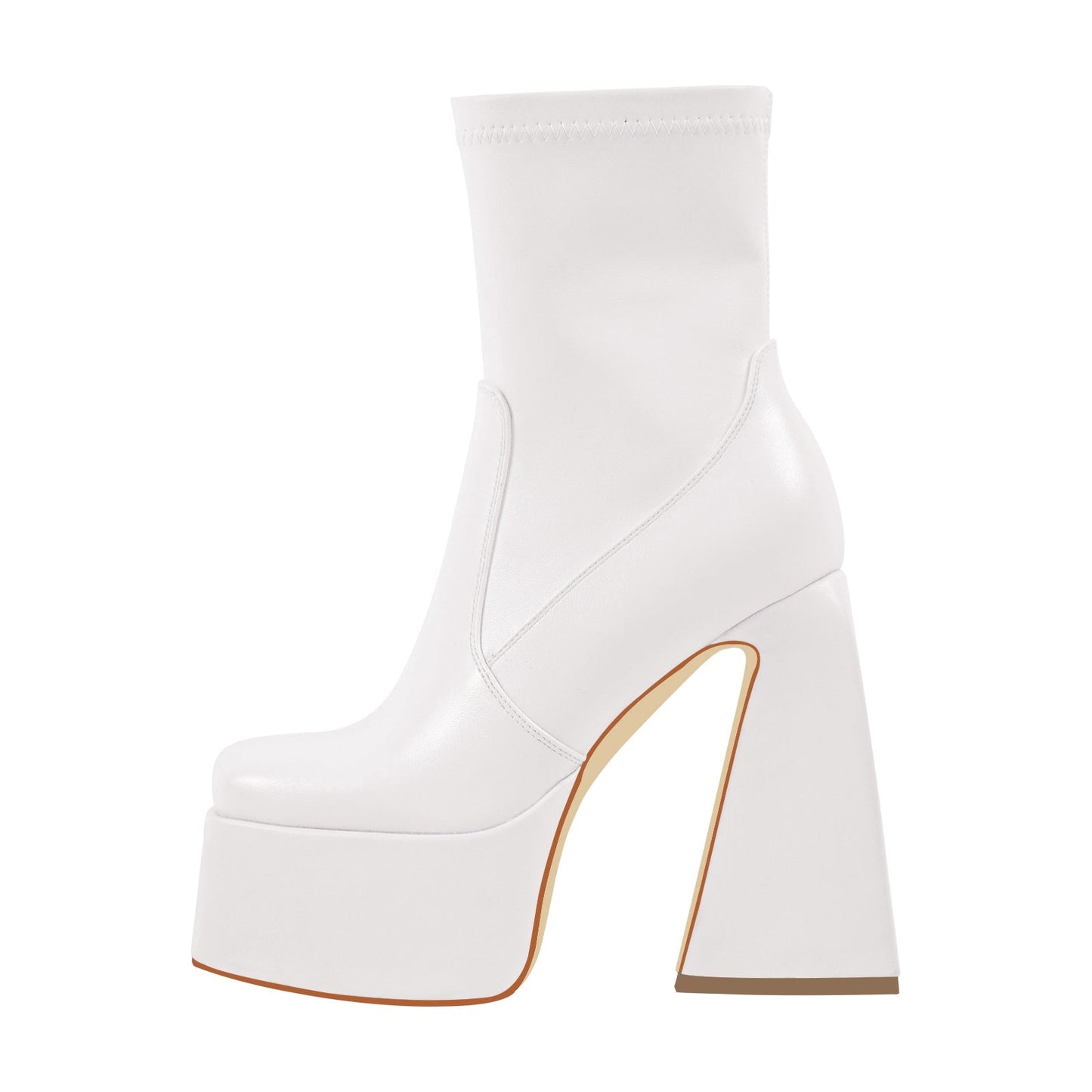 Square Toe Platform Side Zipper Ankle Boots - Onlymaker