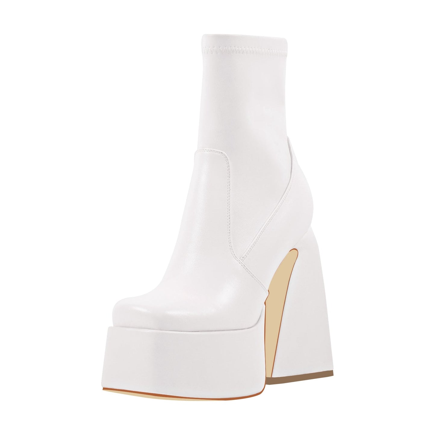 Square Toe Platform Side Zipper Ankle Boots - Onlymaker