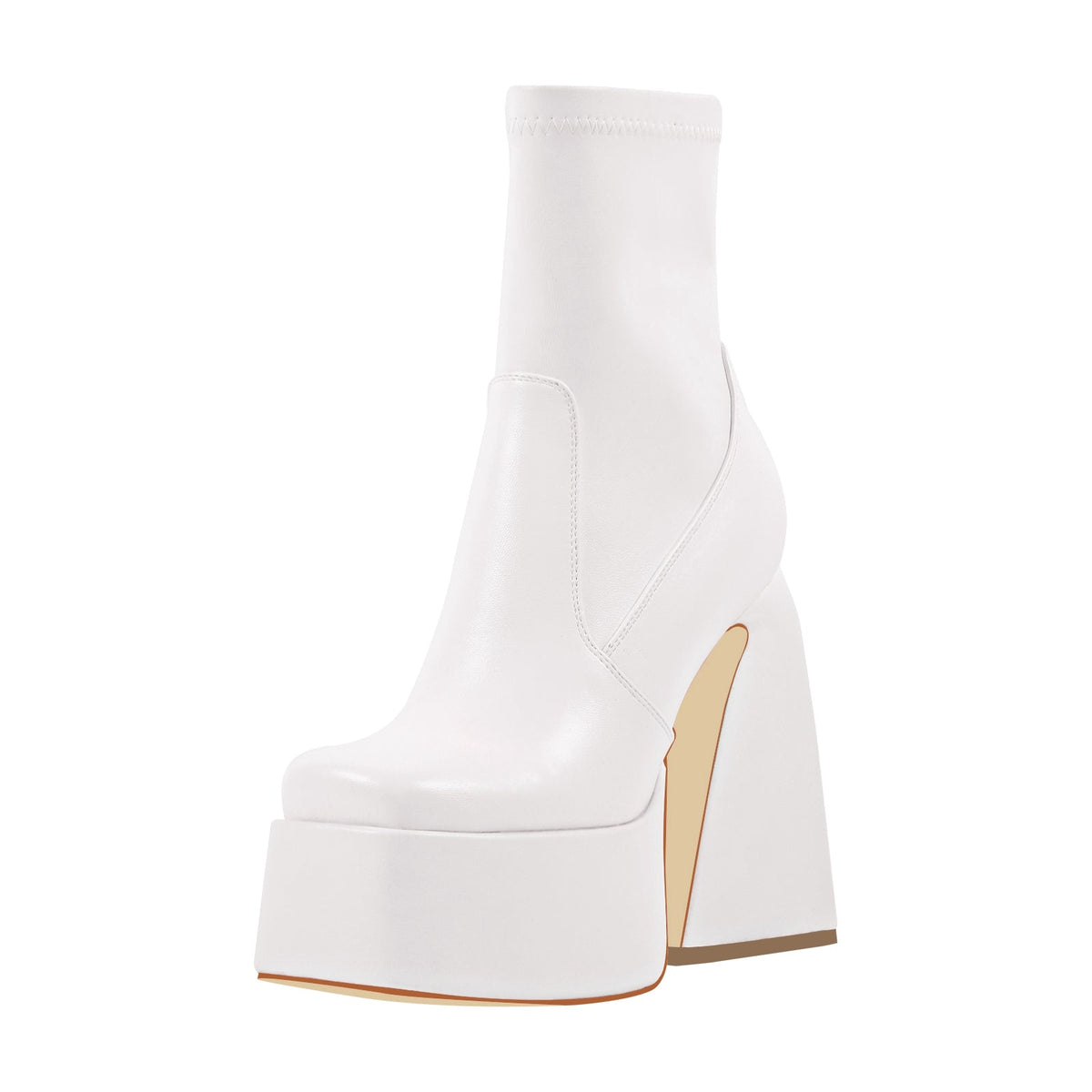 Square Toe Platform Side Zipper Ankle Boots - Onlymaker