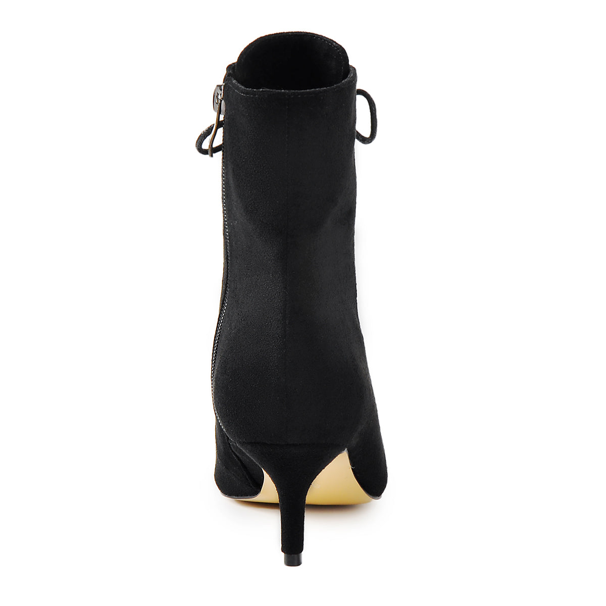 Kitten Low Heel Pointed Toe Lace Up Ankle Boots - Onlymaker