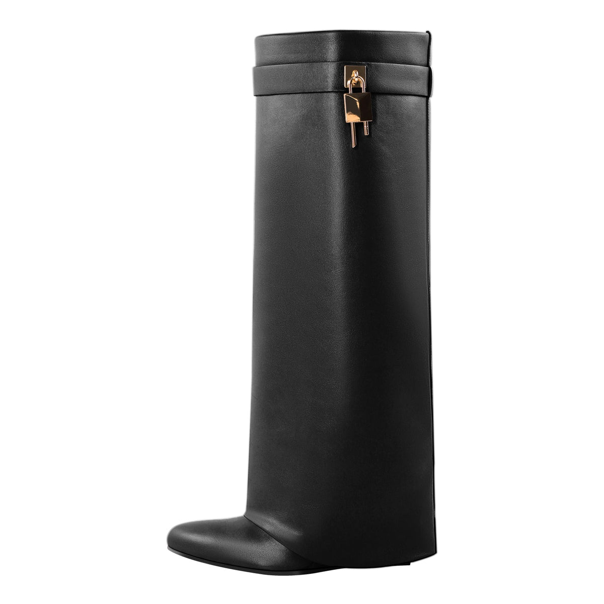Pointed Toe Chunky Heel Fold Over Boots - Onlymaker