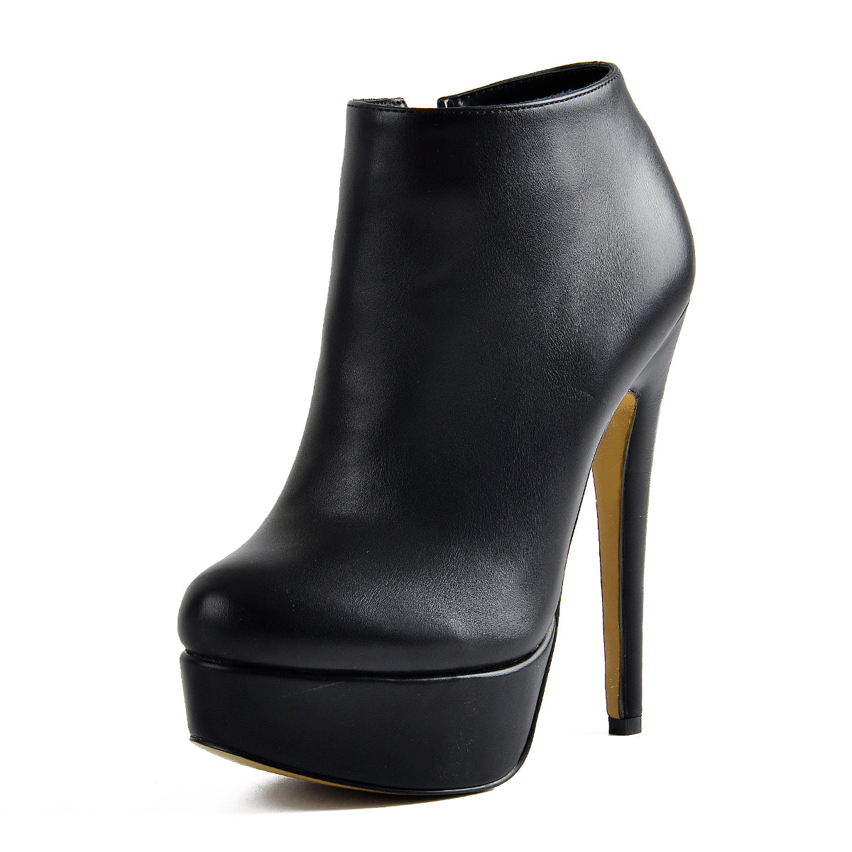 Black Platform Zipper Stiletto Ankle Boots - Onlymaker